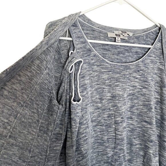 Ecetera linen double cardigan and cami crewneck blue and white knit vintage top - Picture 5 of 8